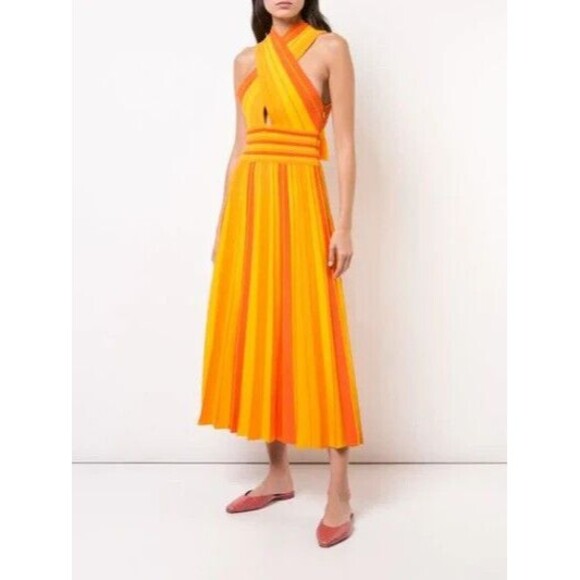 NWT. $2690 CAROLINA HERRERA Stretch-knit Halterneck Dress Sz M - Picture 2 of 11